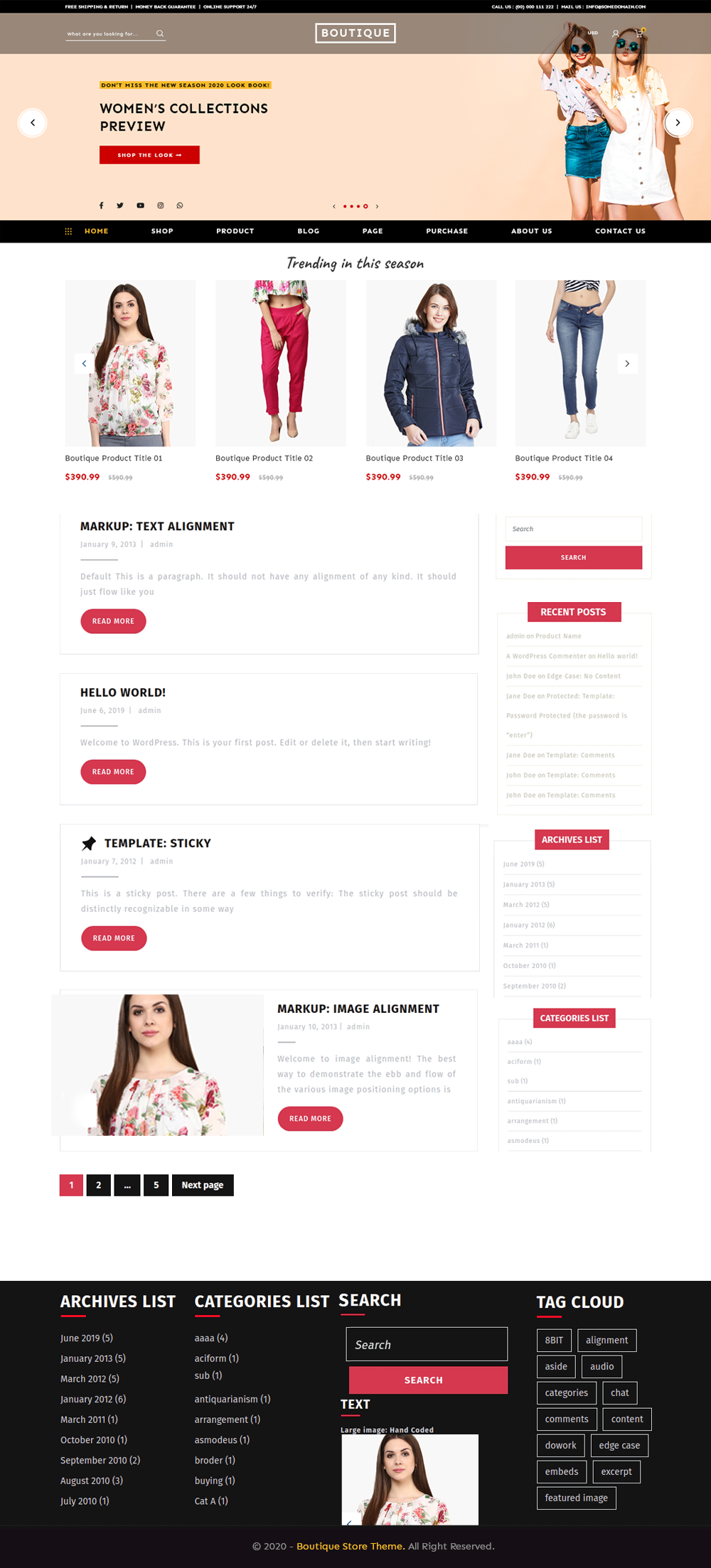 Free Boutique WordPress Theme