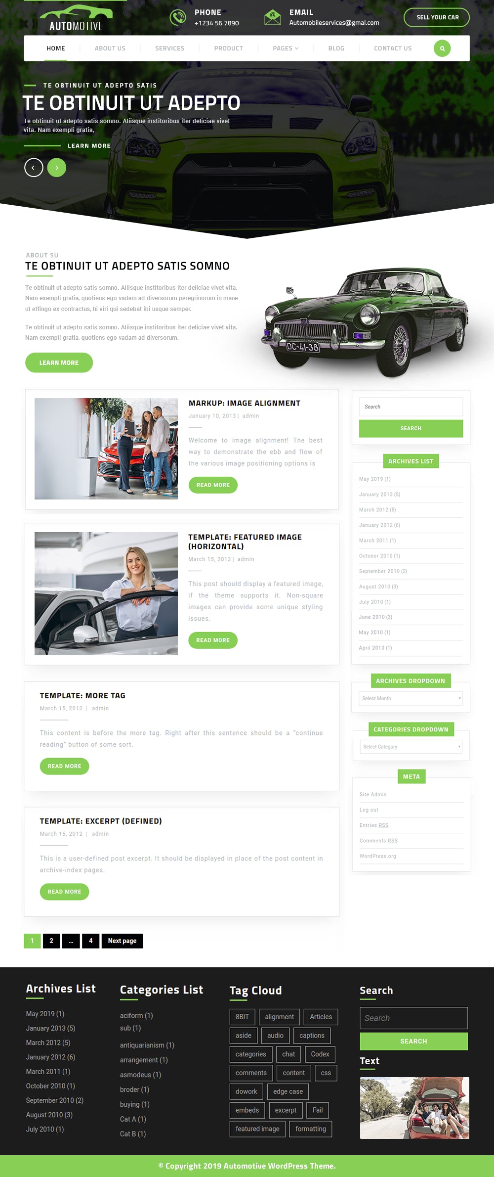 Free Automotive WordPress Theme