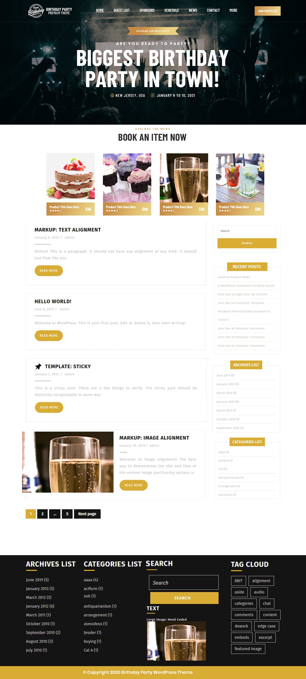 Free Birthday Party WordPress Theme