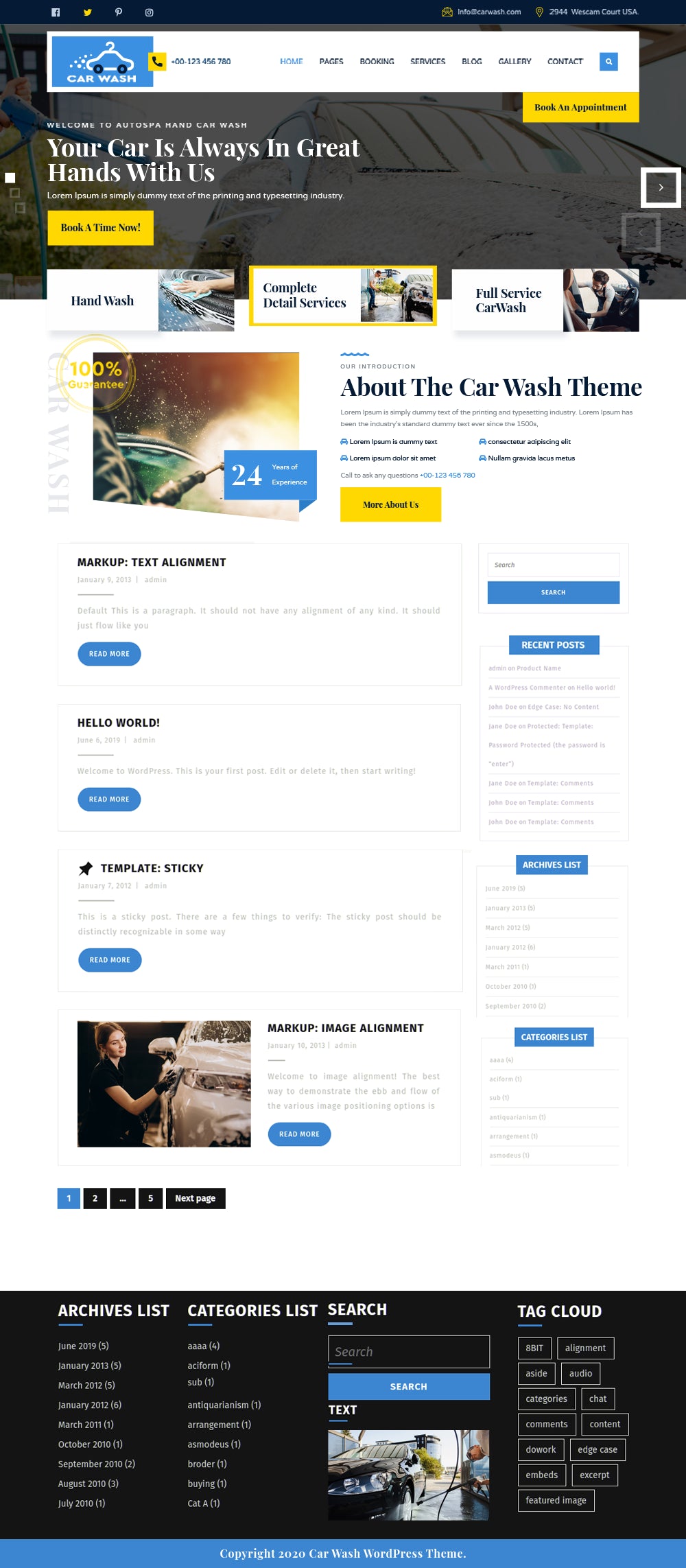 Free Car Wash WordPress Theme