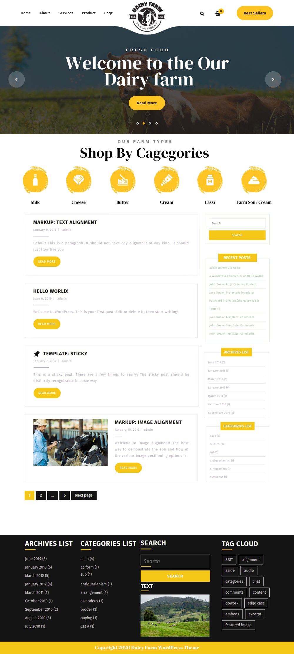 Free Dairy Farm WordPress Theme