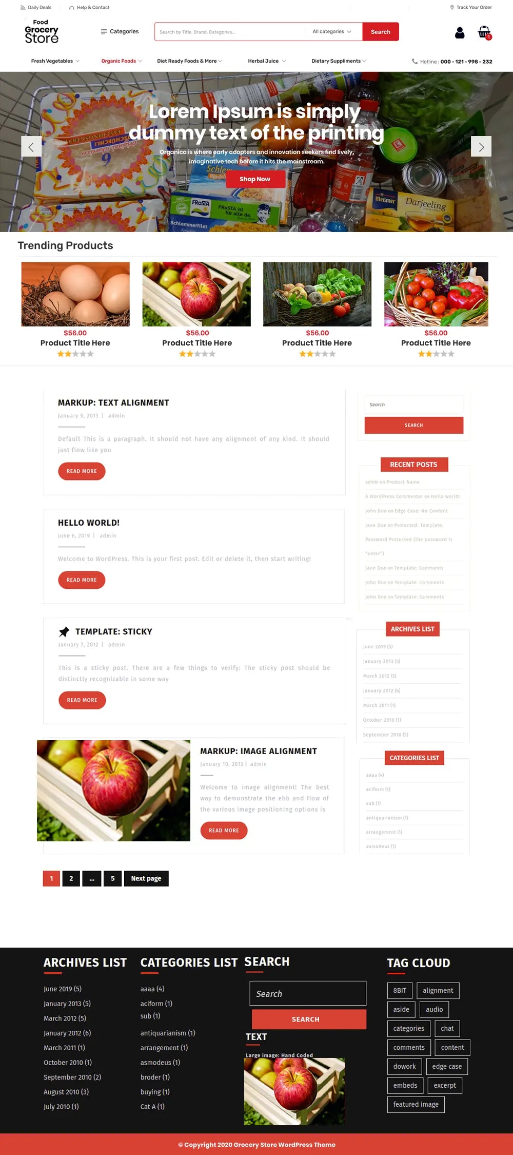 Free Grocery WordPress Theme