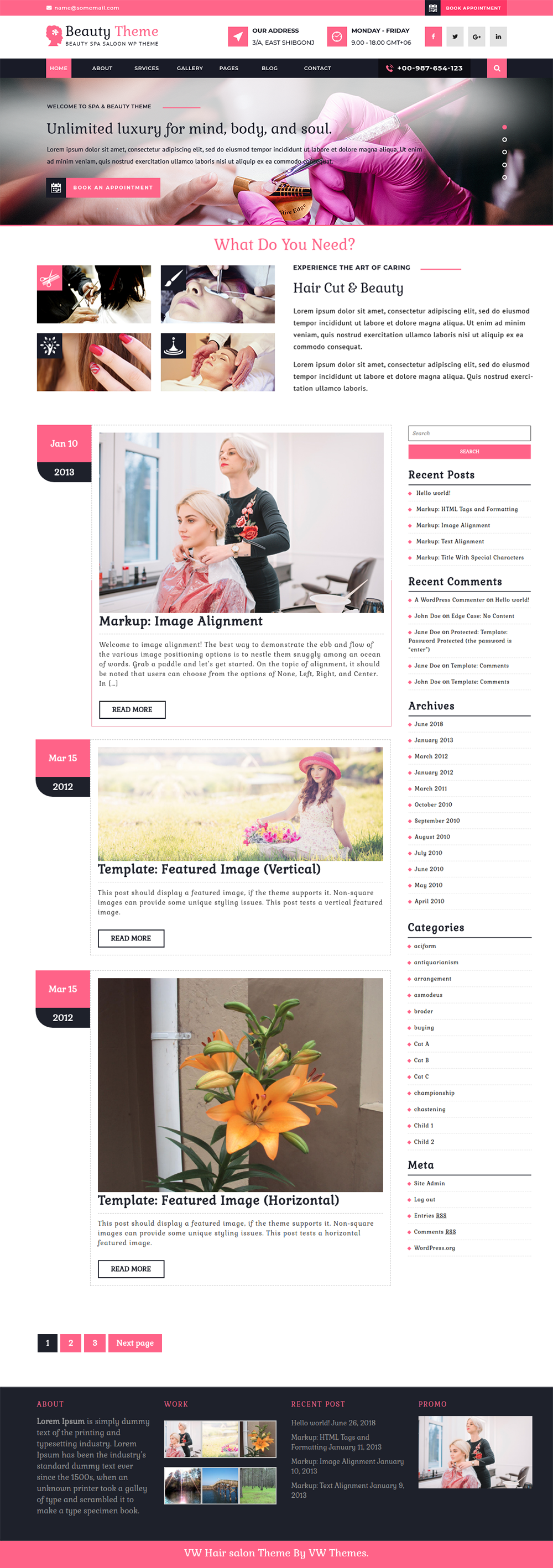 Free Hair Salon WordPress Theme