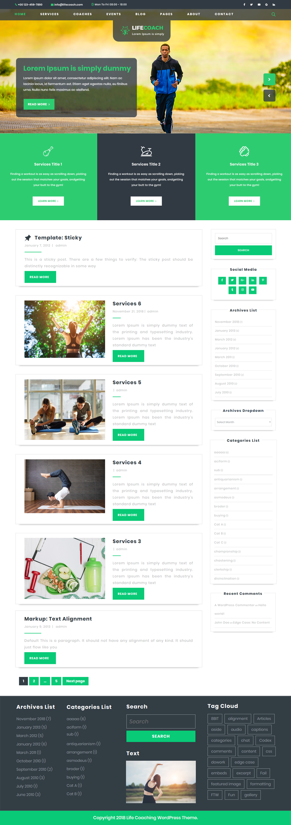 Free Health Coach WordPress Theme