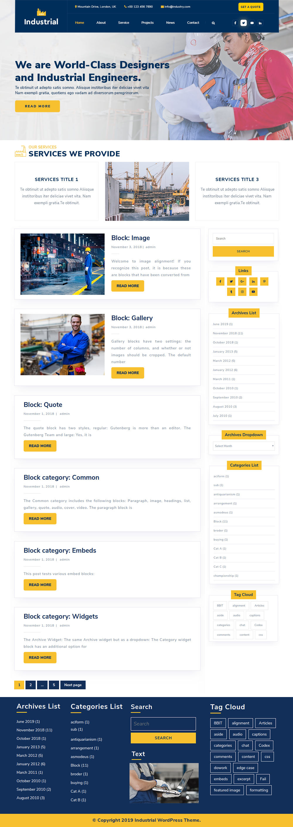 Free Industrial WordPress Theme