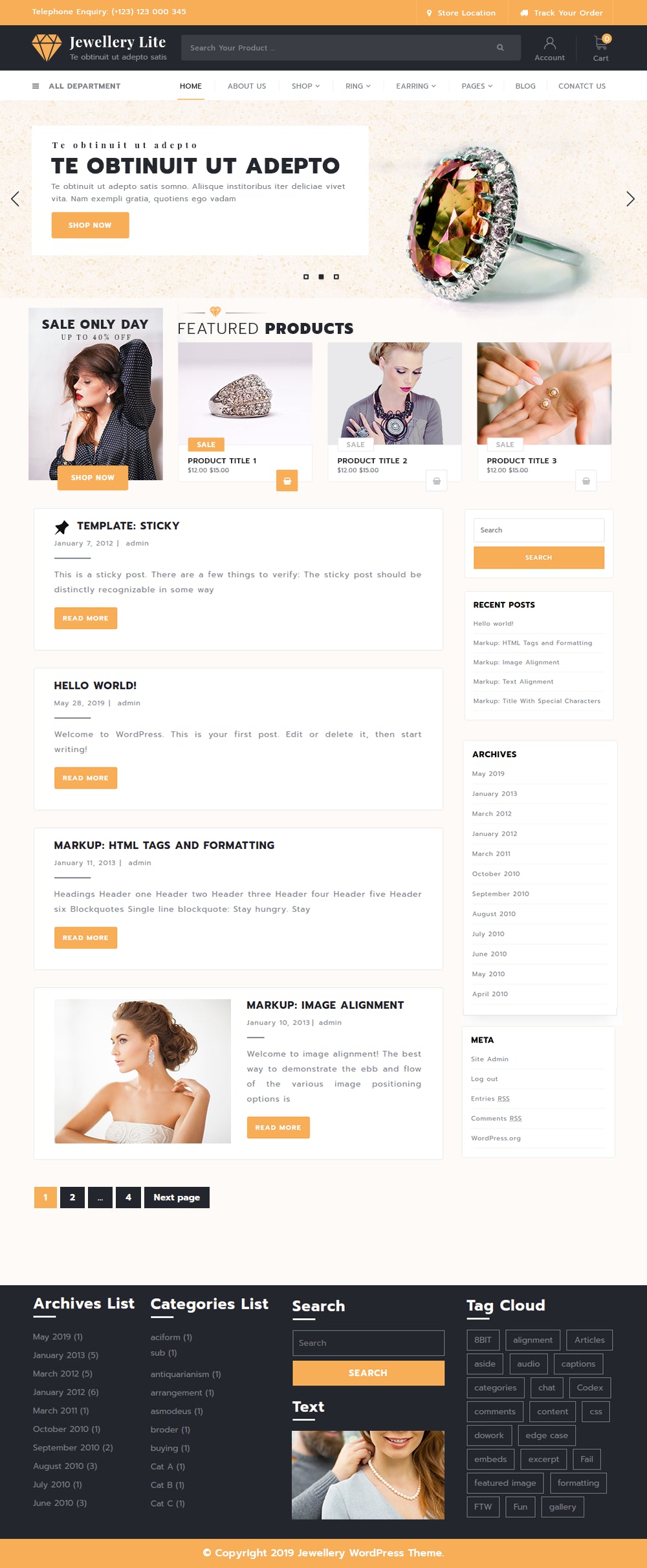 Free Jewellery WordPress Theme