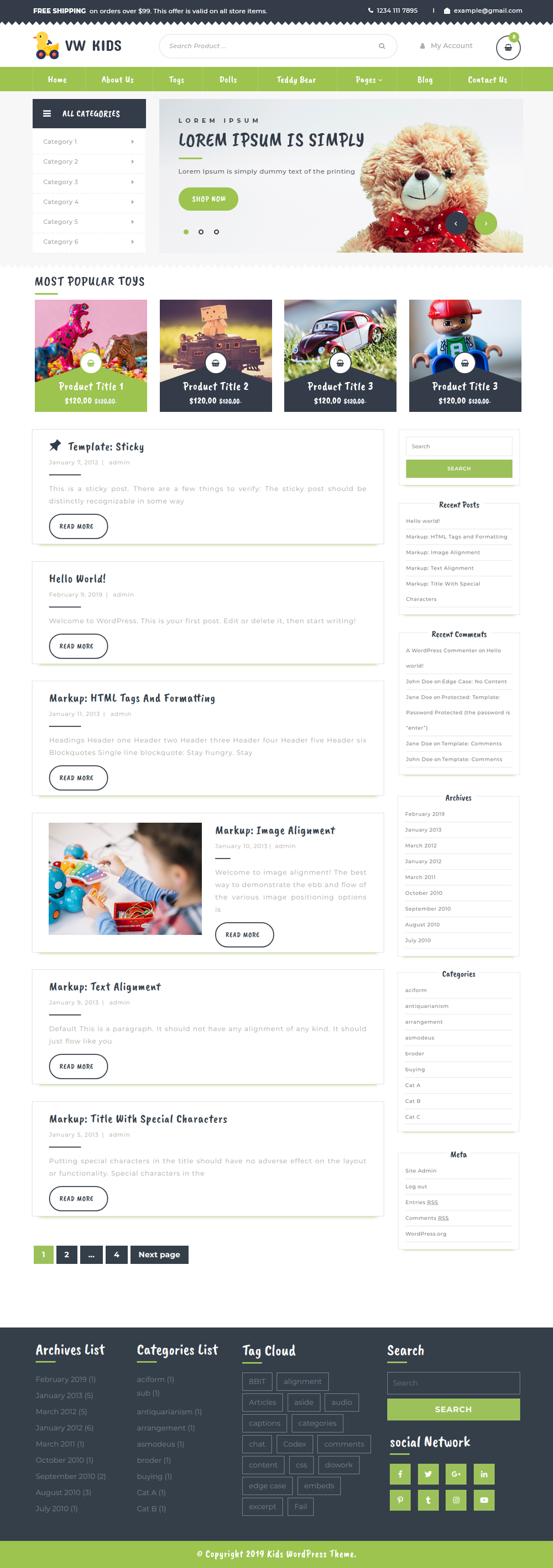 Free Kids WordPress Theme
