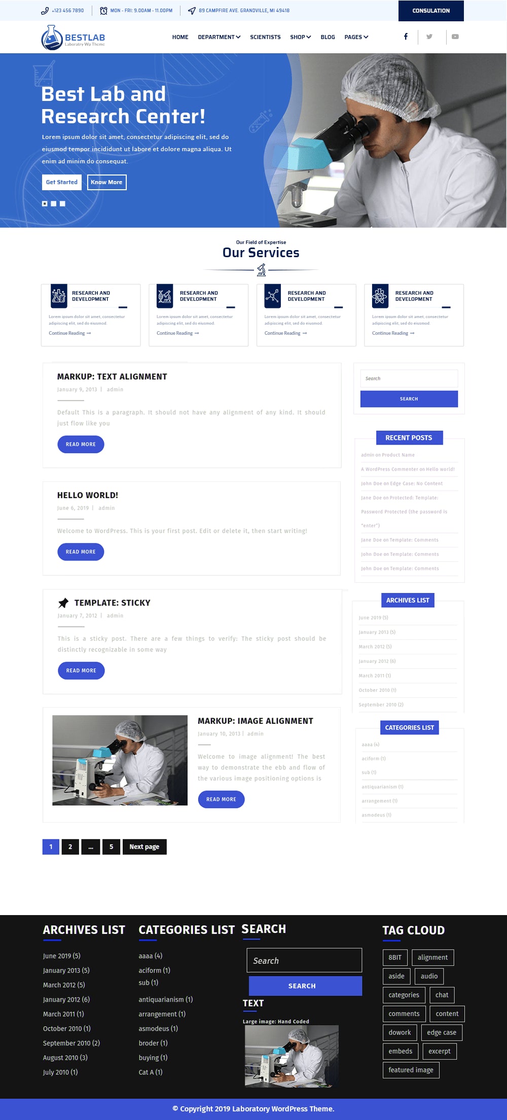 Free Diagnostic Laboratory WordPress Theme