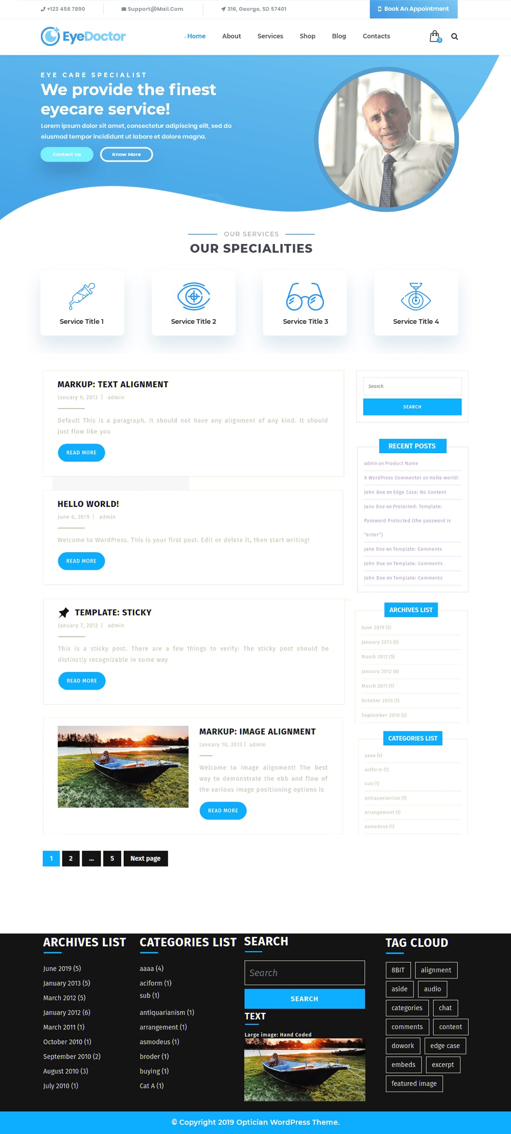 Free Optician WordPress Theme