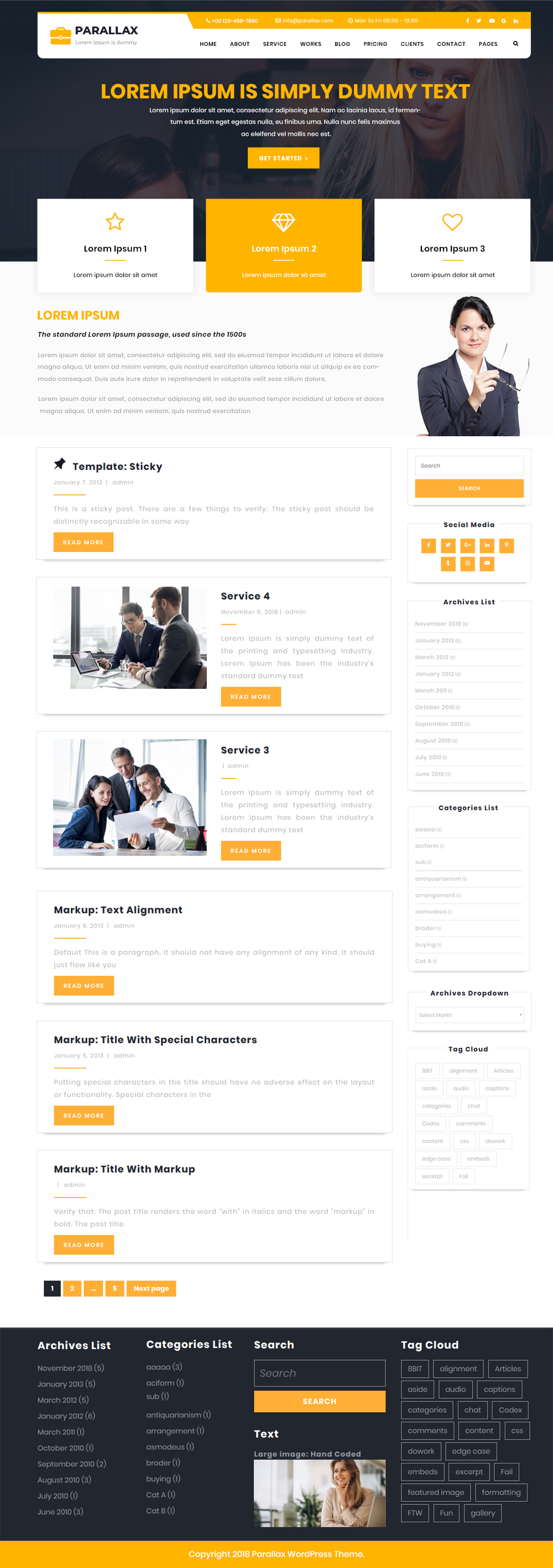 Free Parallax WordPress Theme