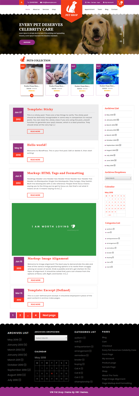 Free Pet WordPress Theme