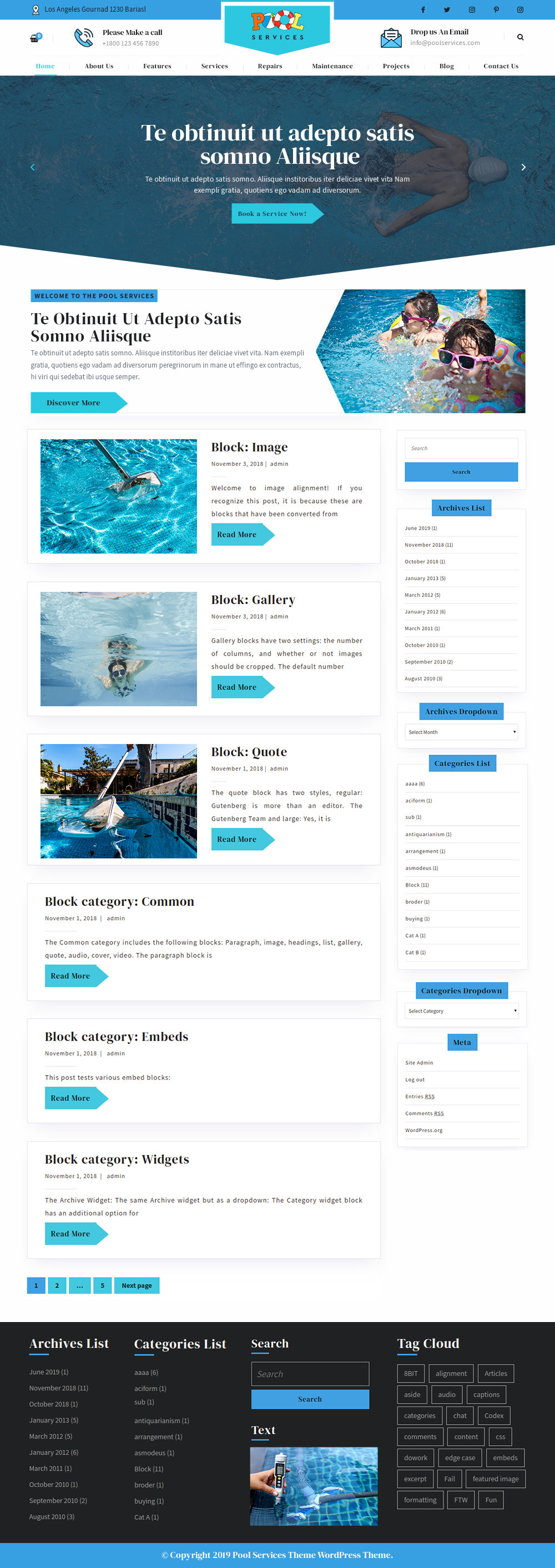 Free Pool Services WordPress Theme