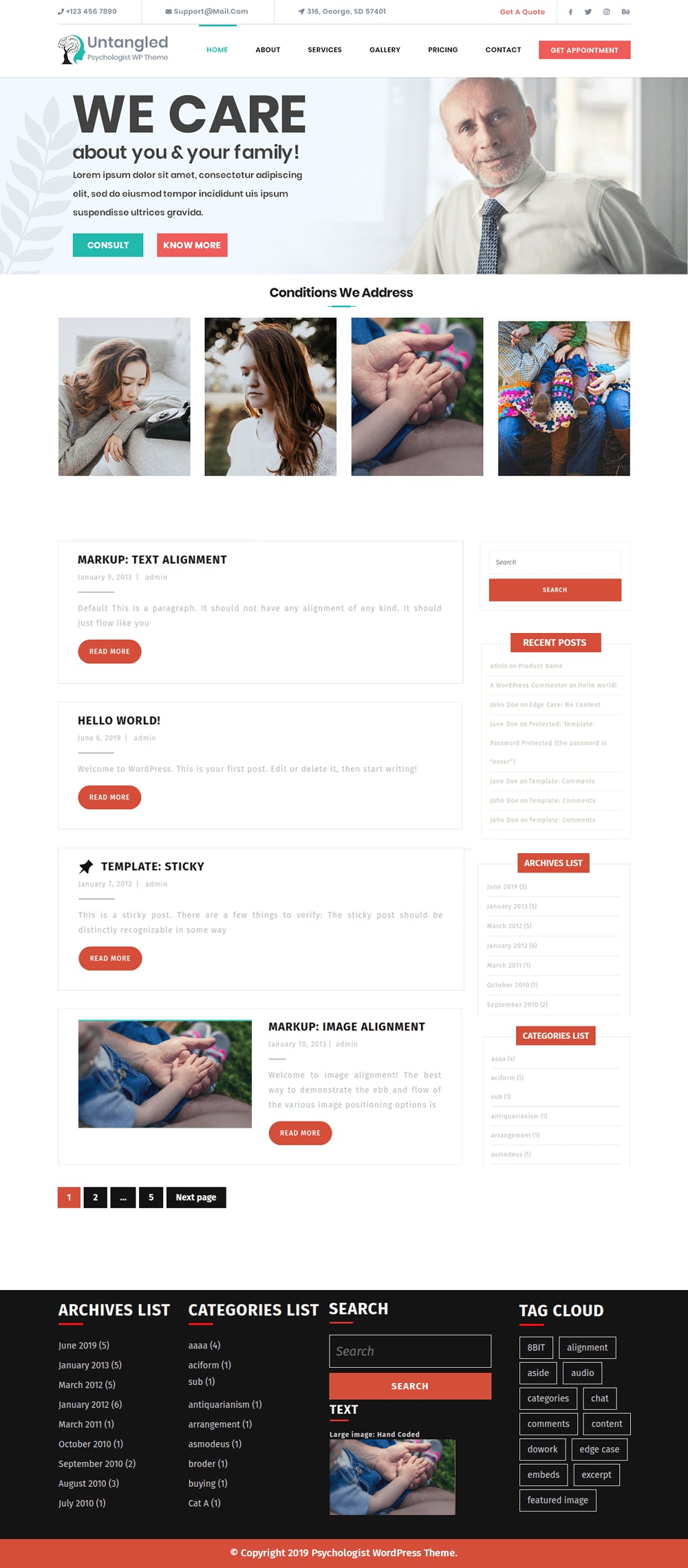 Free Psychologist WordPress Theme