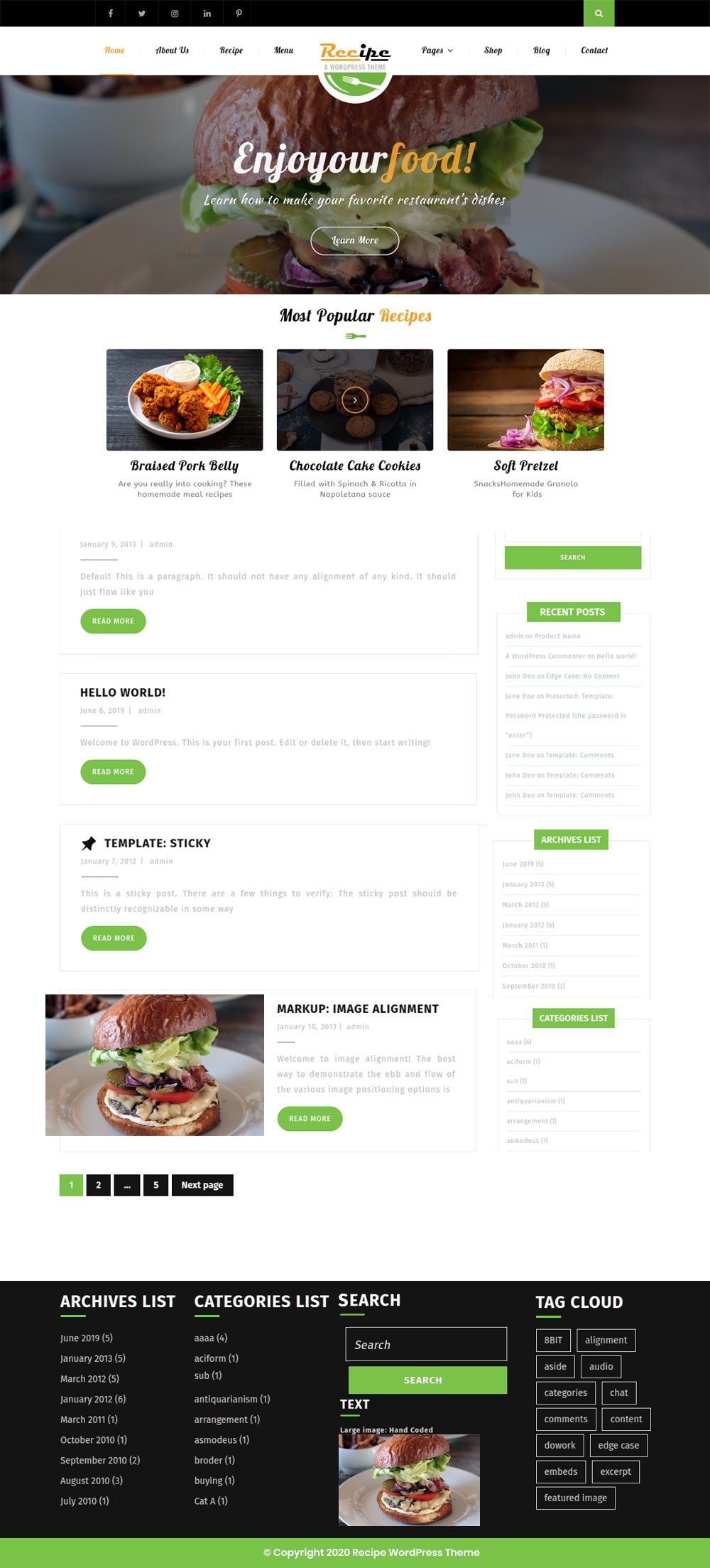 Free Recipe WordPress Theme