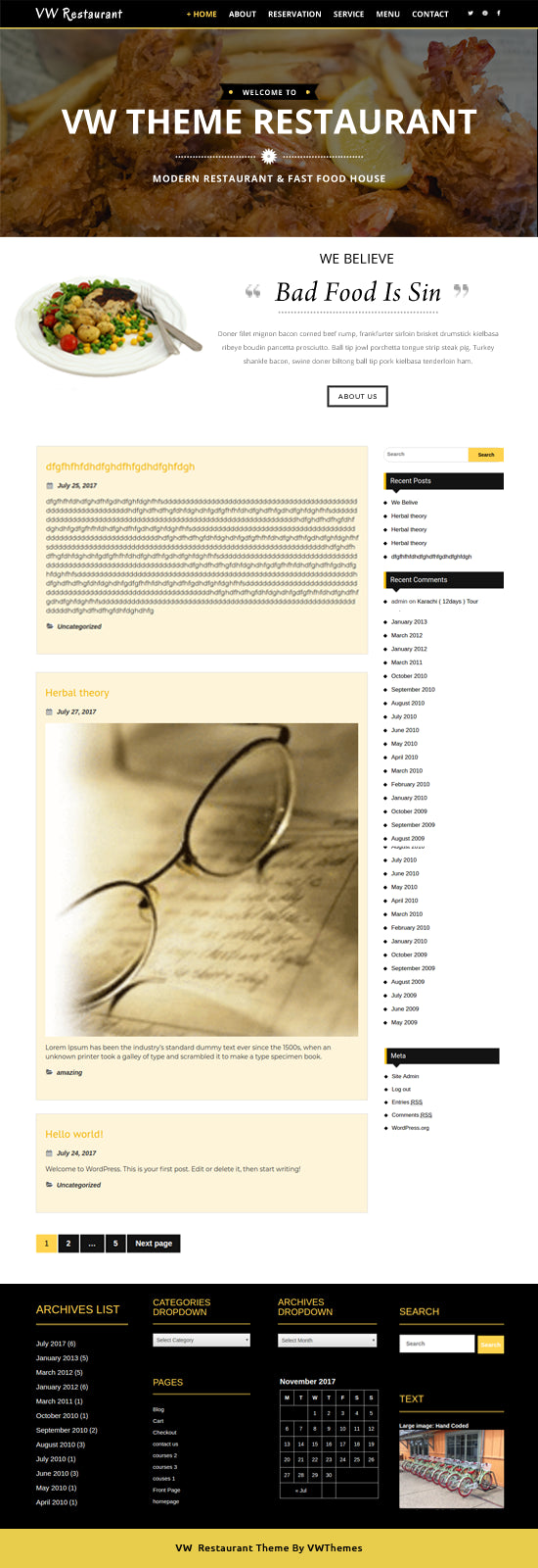 Free Pizza WordPress Theme