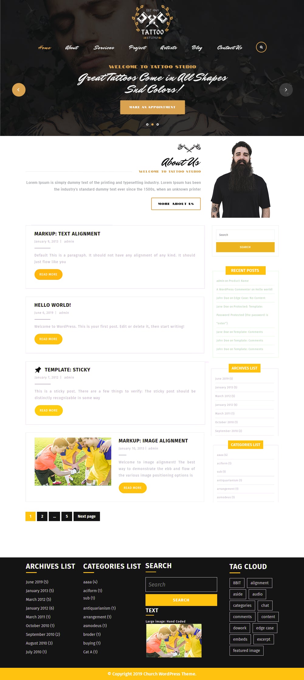 Free Tattoo Shop WordPress Theme