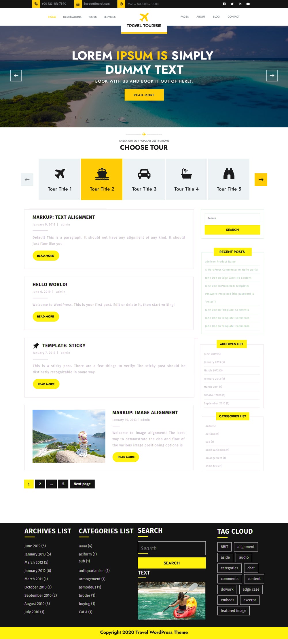 Free Travel Agency WordPress Theme