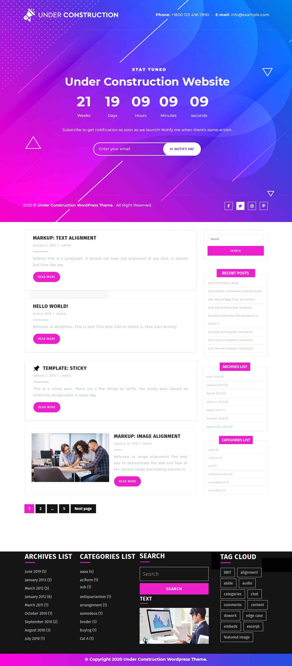 Free Under Construction WP Theme