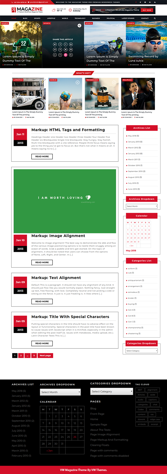 Free Sports Magazine WordPress Theme