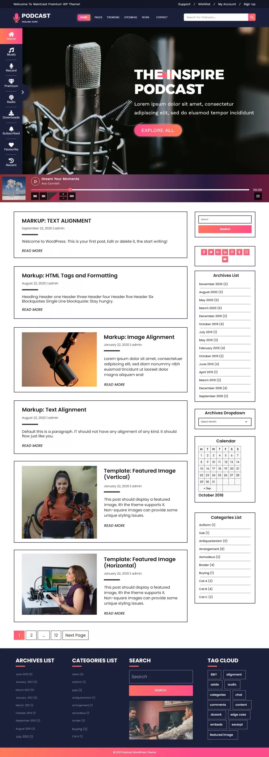 Free Podcast WordPress Theme