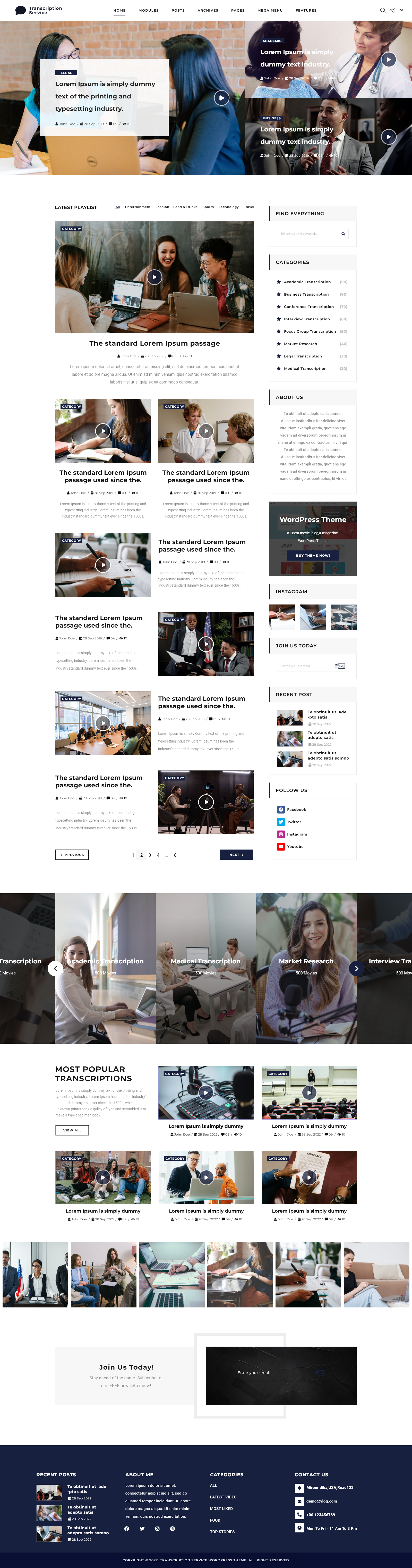 Transcription Service WordPress Theme