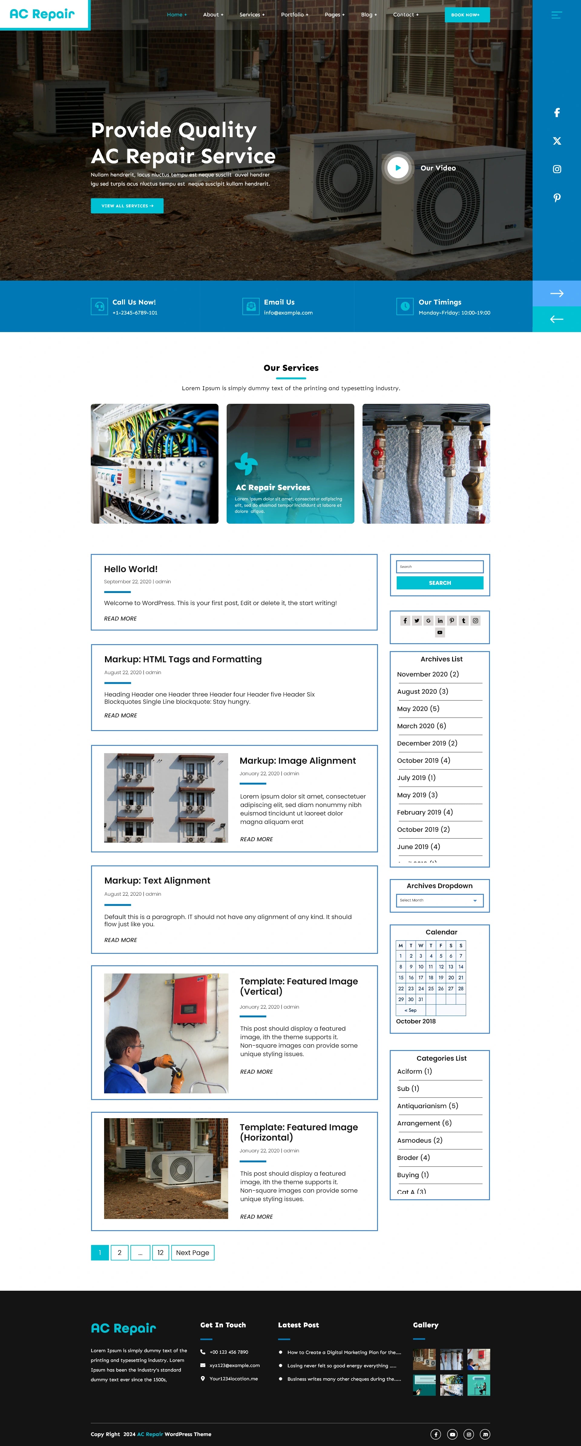 Free Air Conditioning WordPress Theme