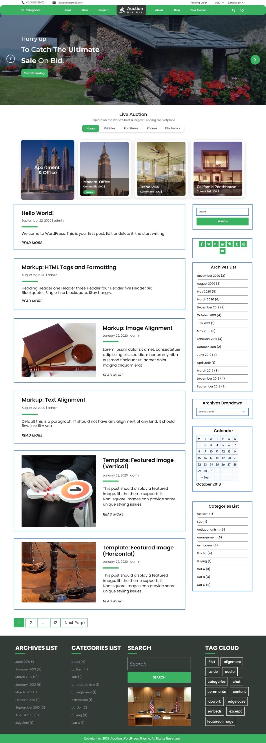 Free Auction WordPress Theme