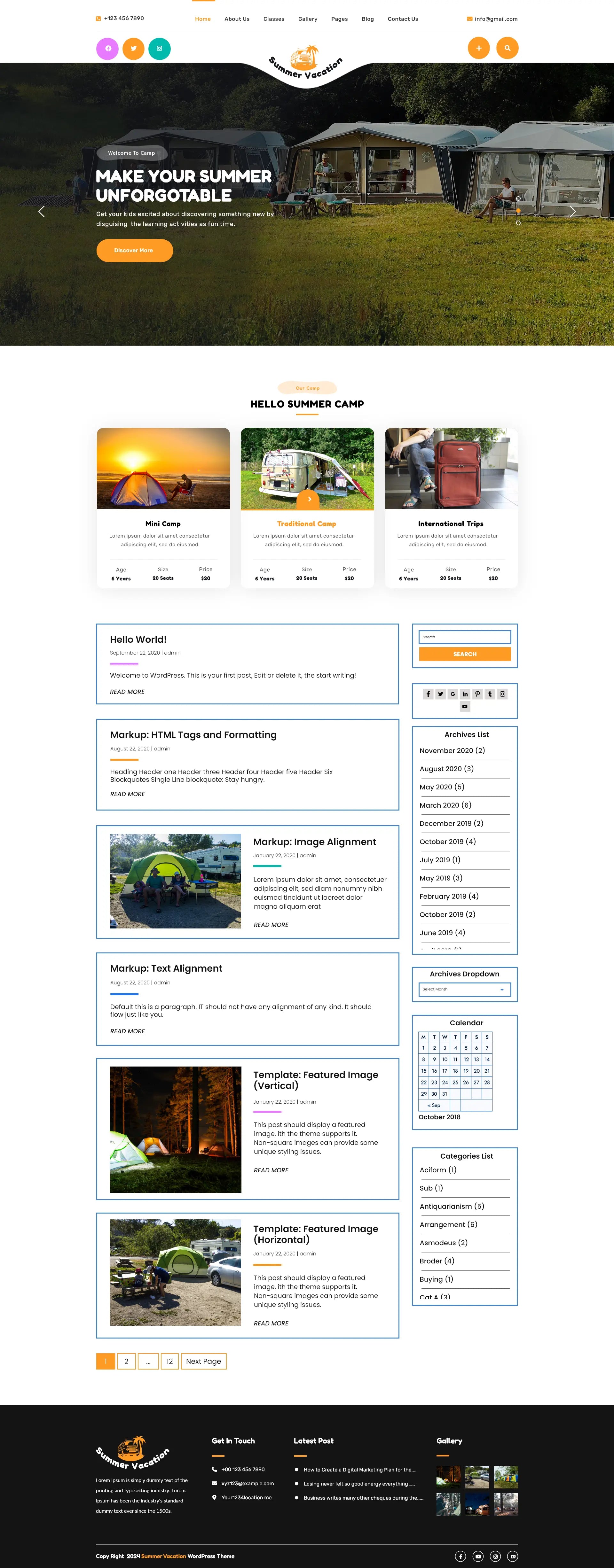 Free Camp WordPress Theme
