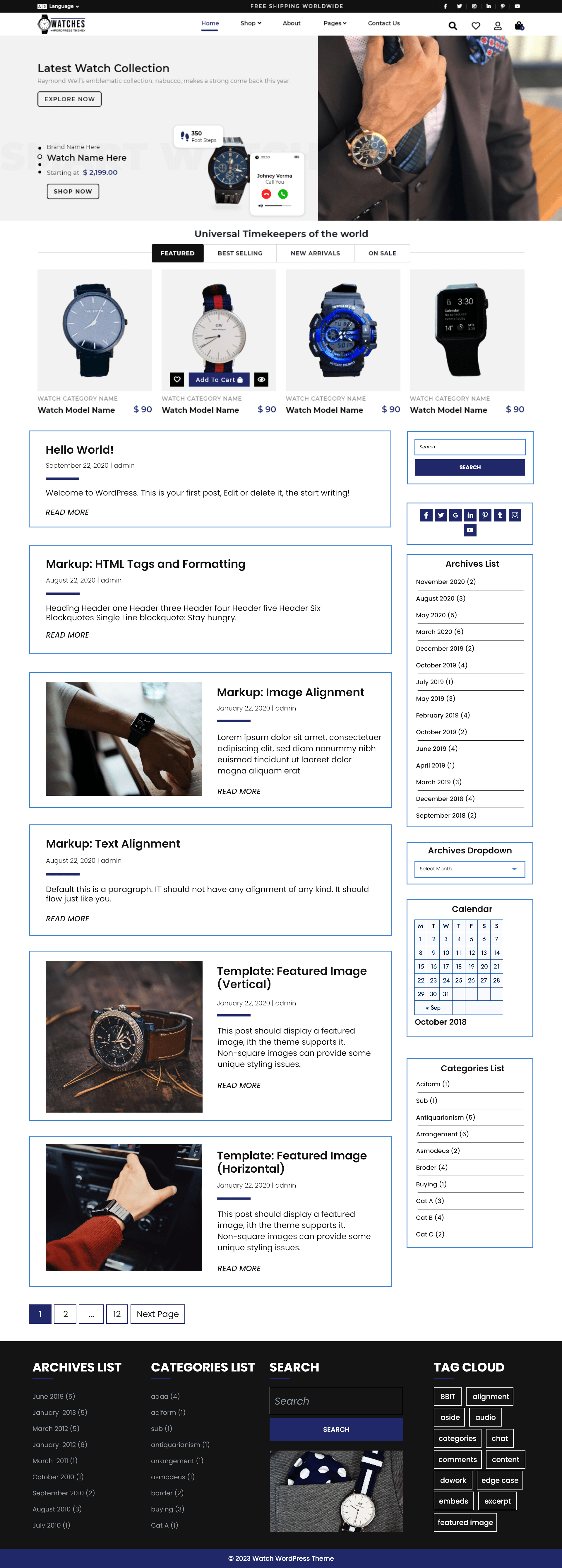 Free Ecommerce Watch WordPress Theme