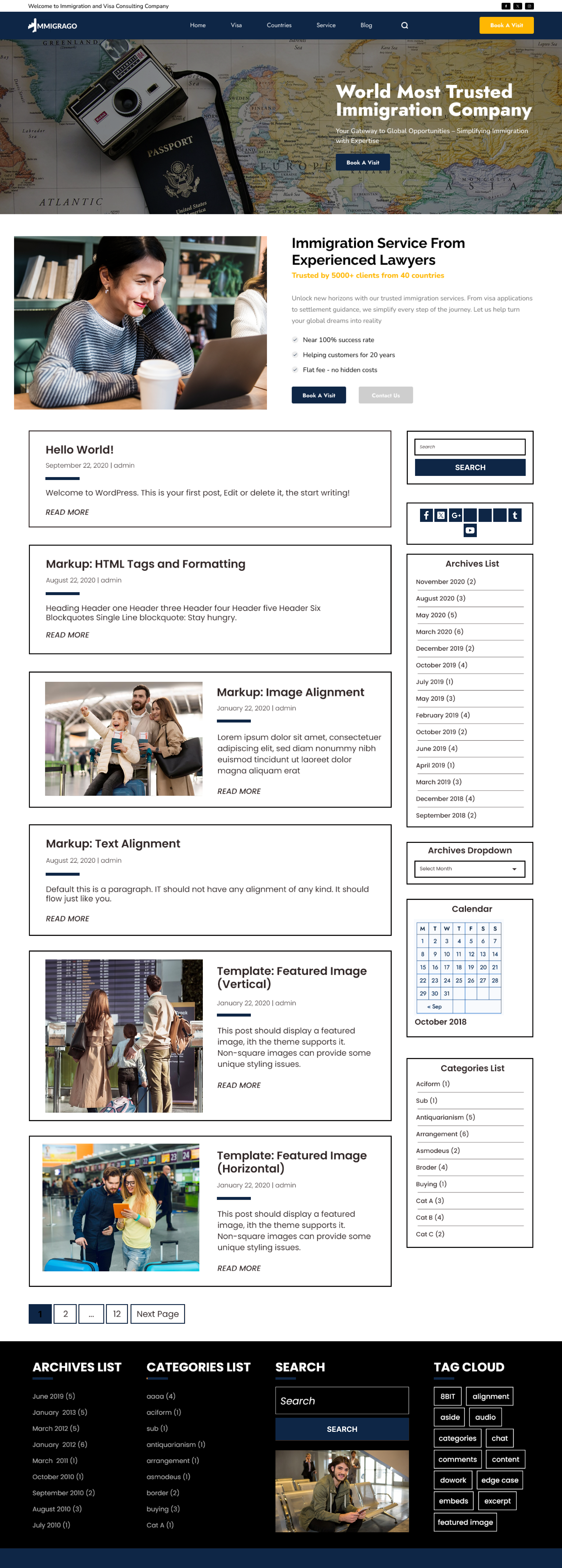 Free Immigration Consulting WordPress Theme