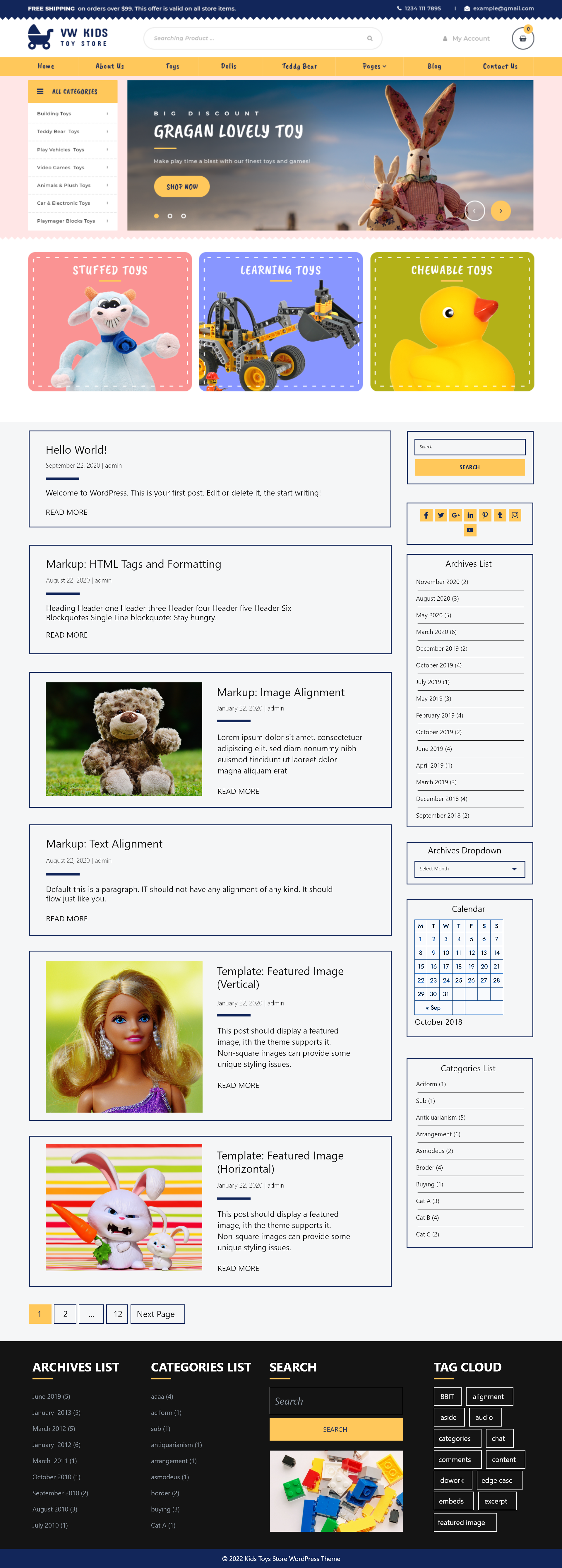 Free kids Store WordPress Theme