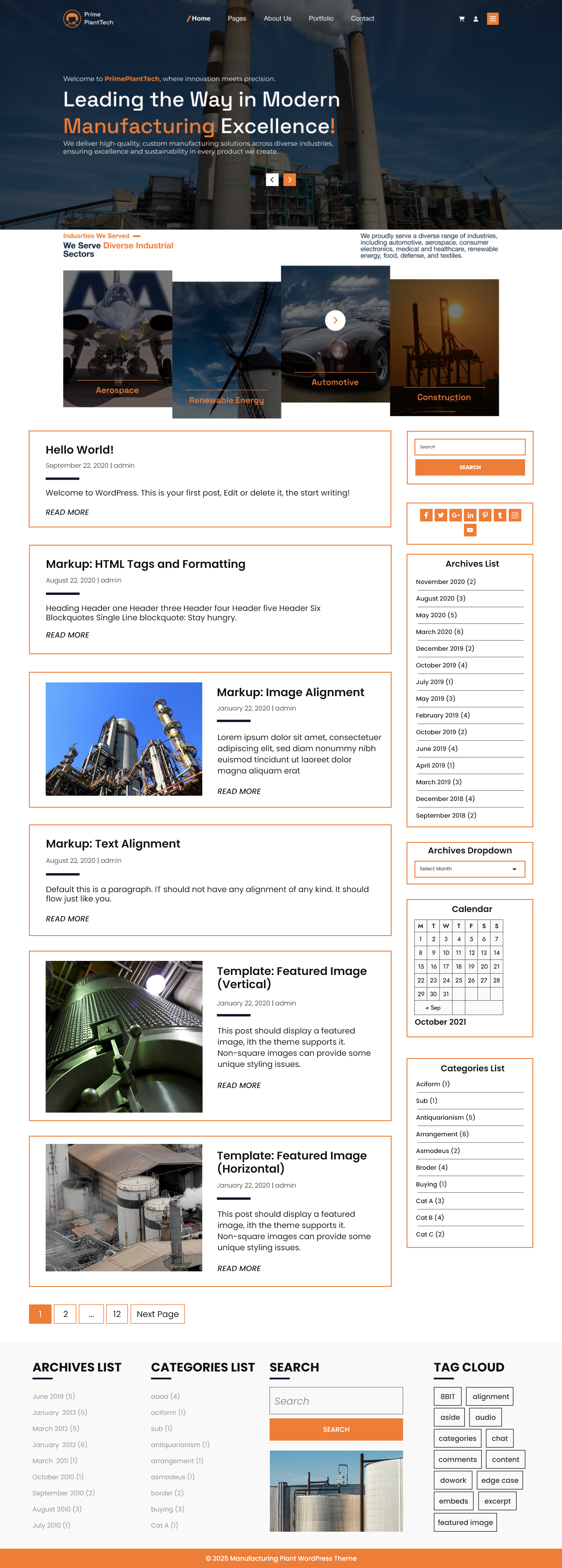 Free Manufacturing Plant WordPress Theme