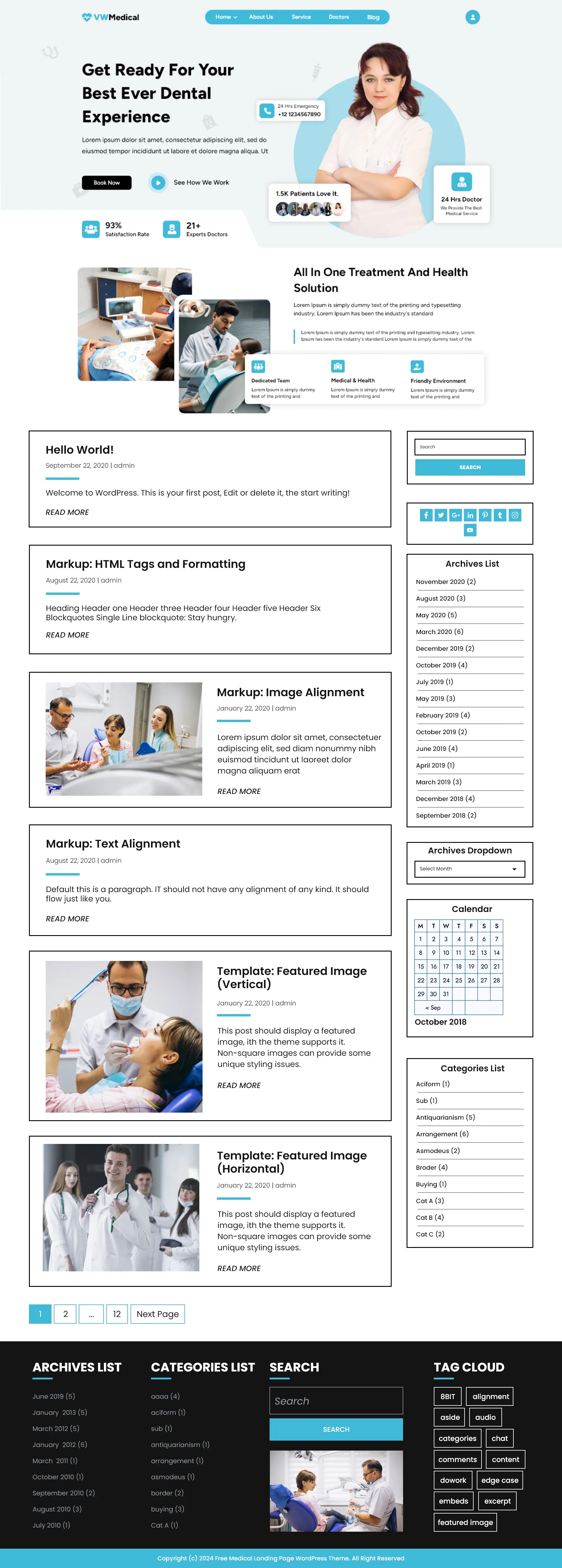 Free Medical Landing Page WordPress Theme