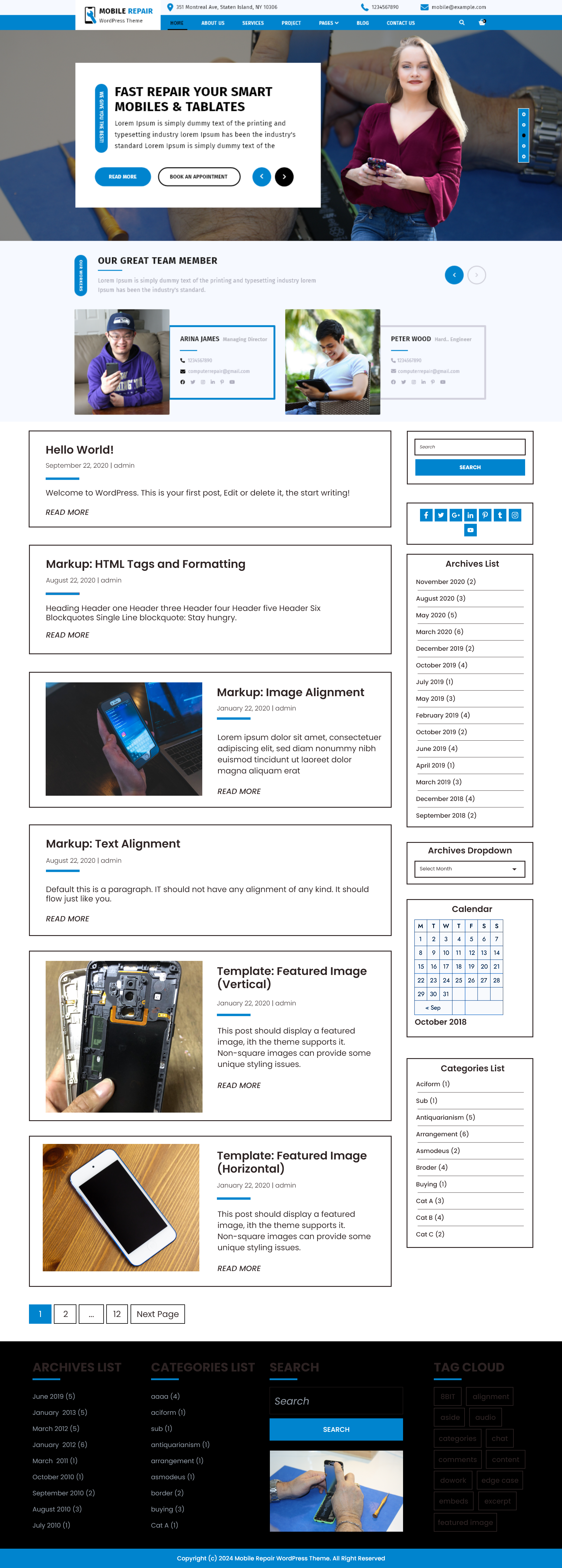 Free Cell Phone Repair WordPress Theme