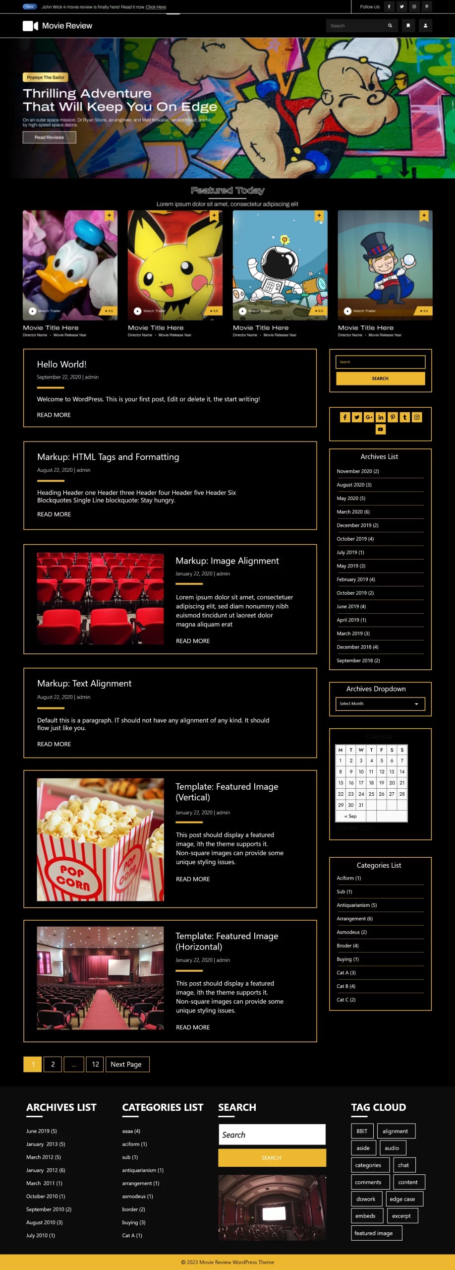 Free Movie WordPress Theme