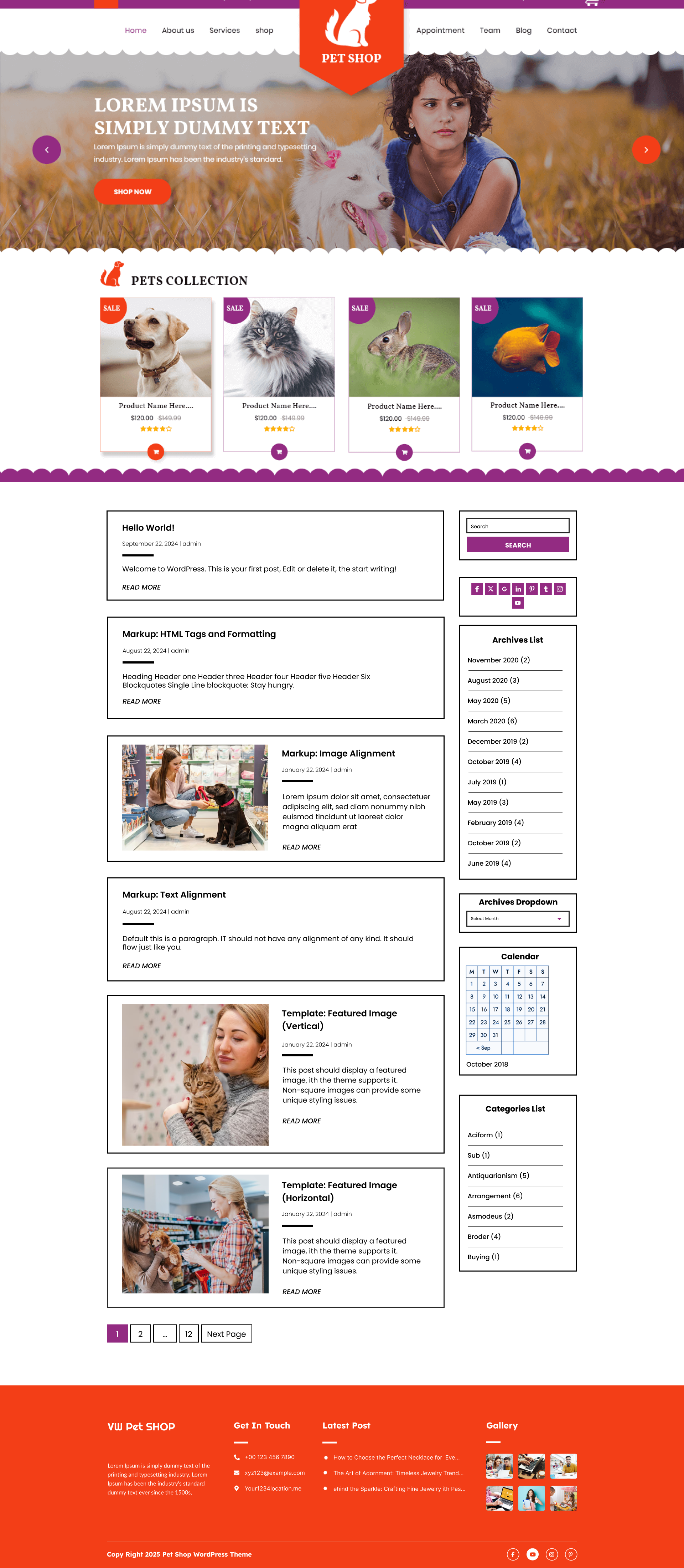 Free Pet WordPress Theme