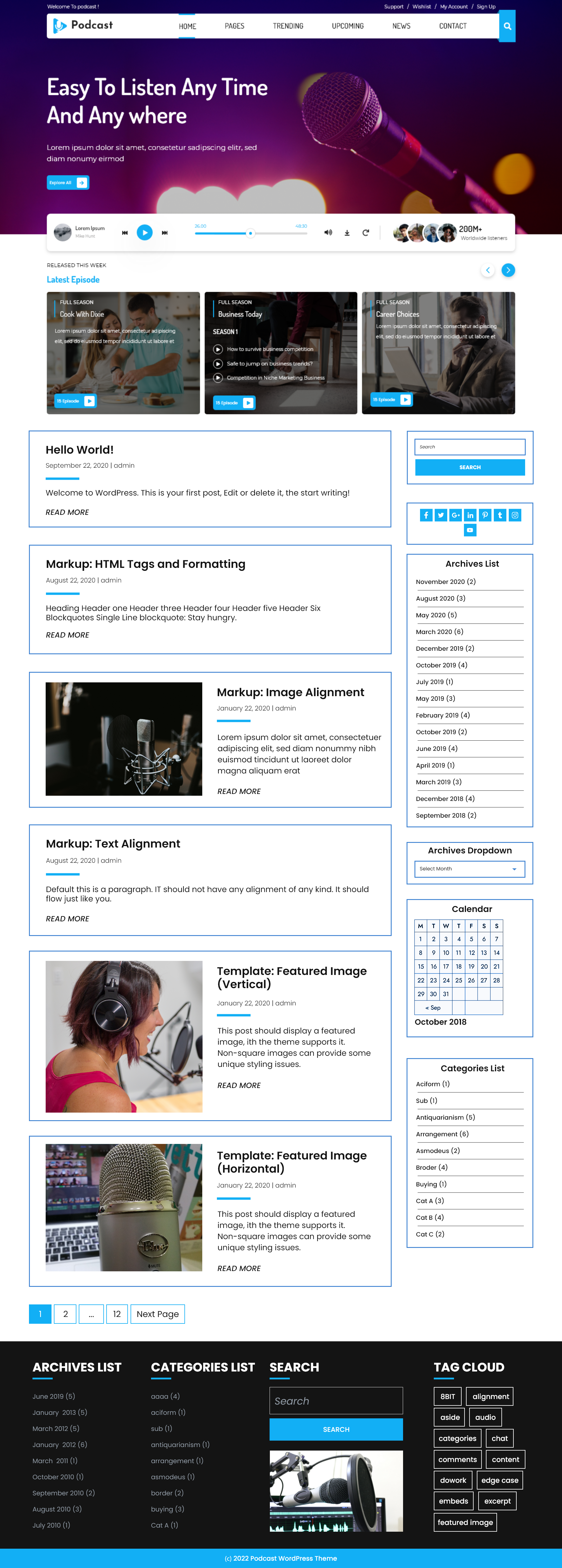 Free Podcaster WordPress Theme