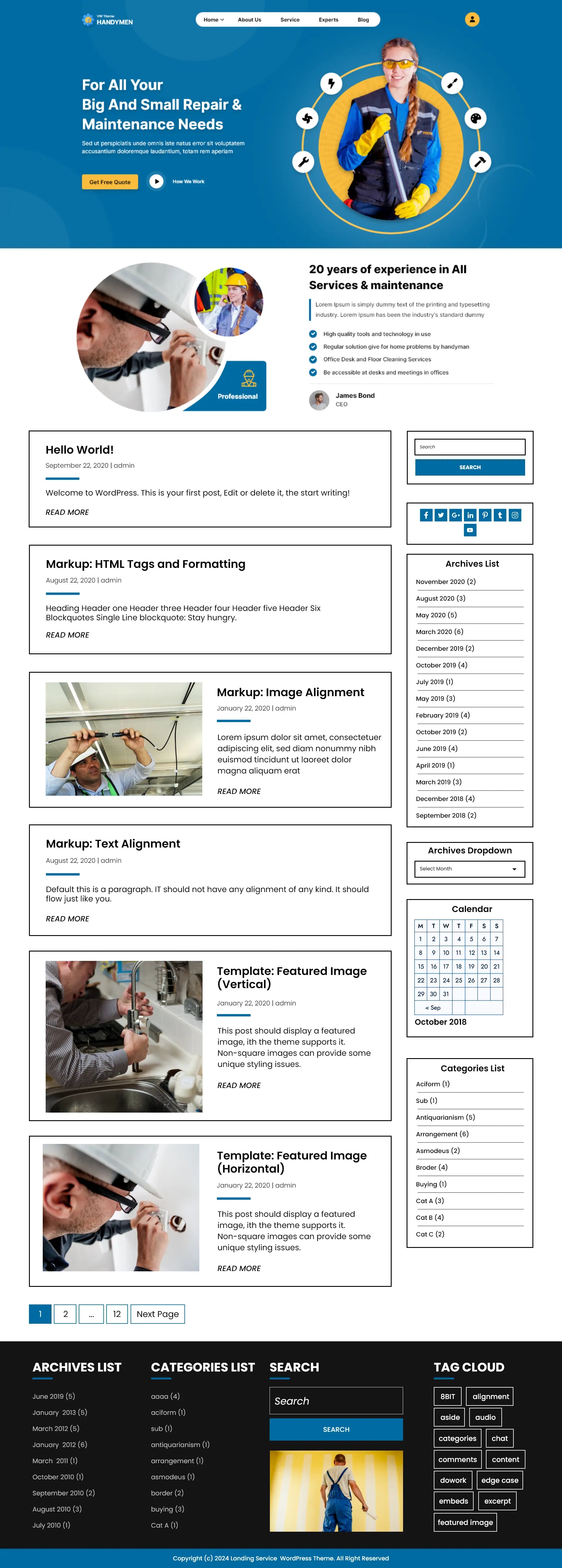 Free Services WordPress Theme