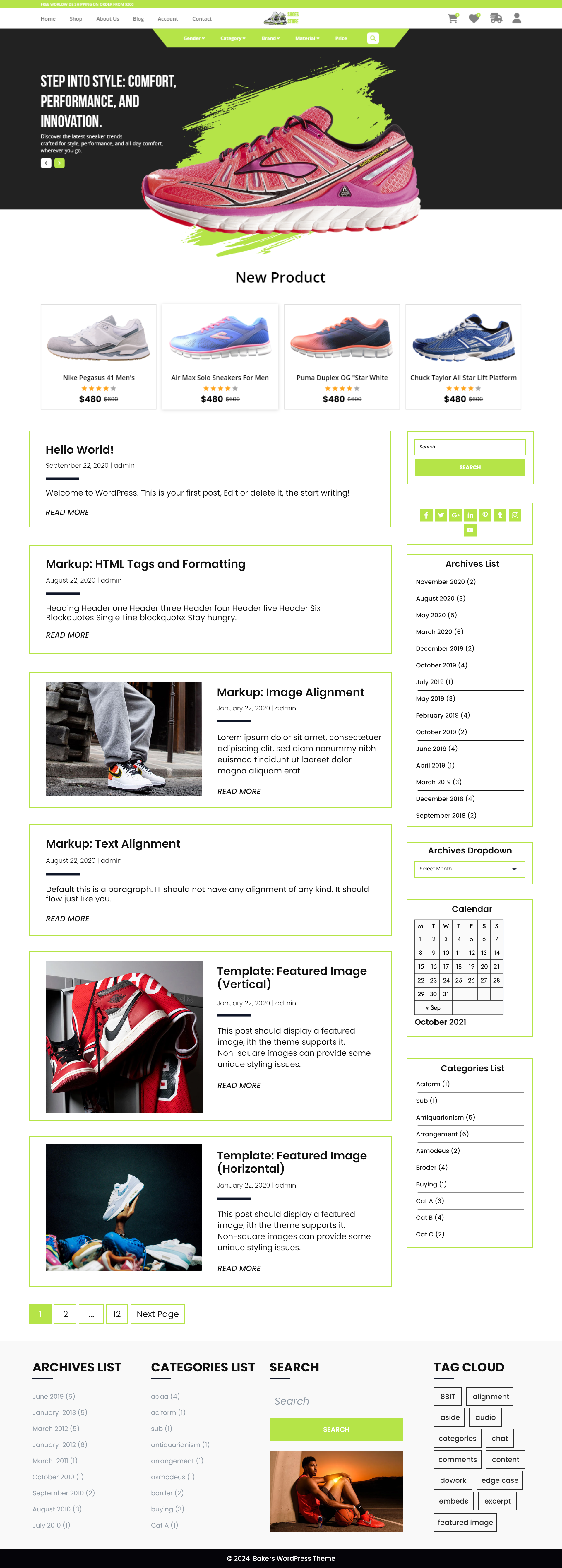 Free Shoes WordPress Theme