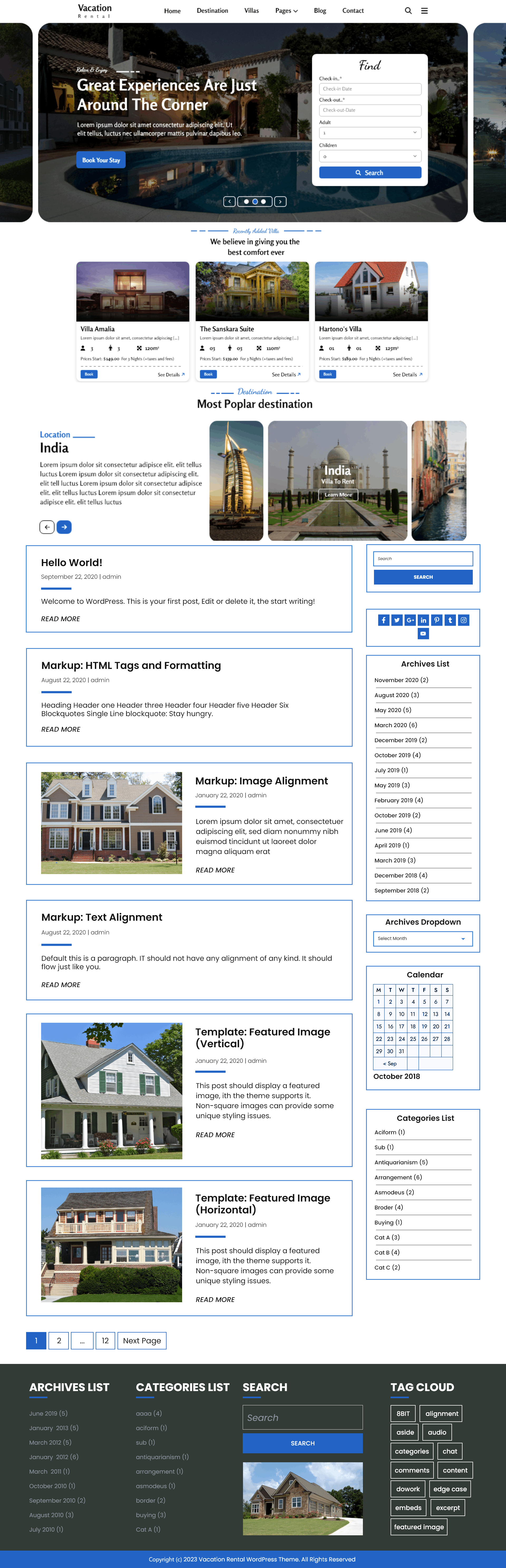 Free Vacation Rental WordPress Theme