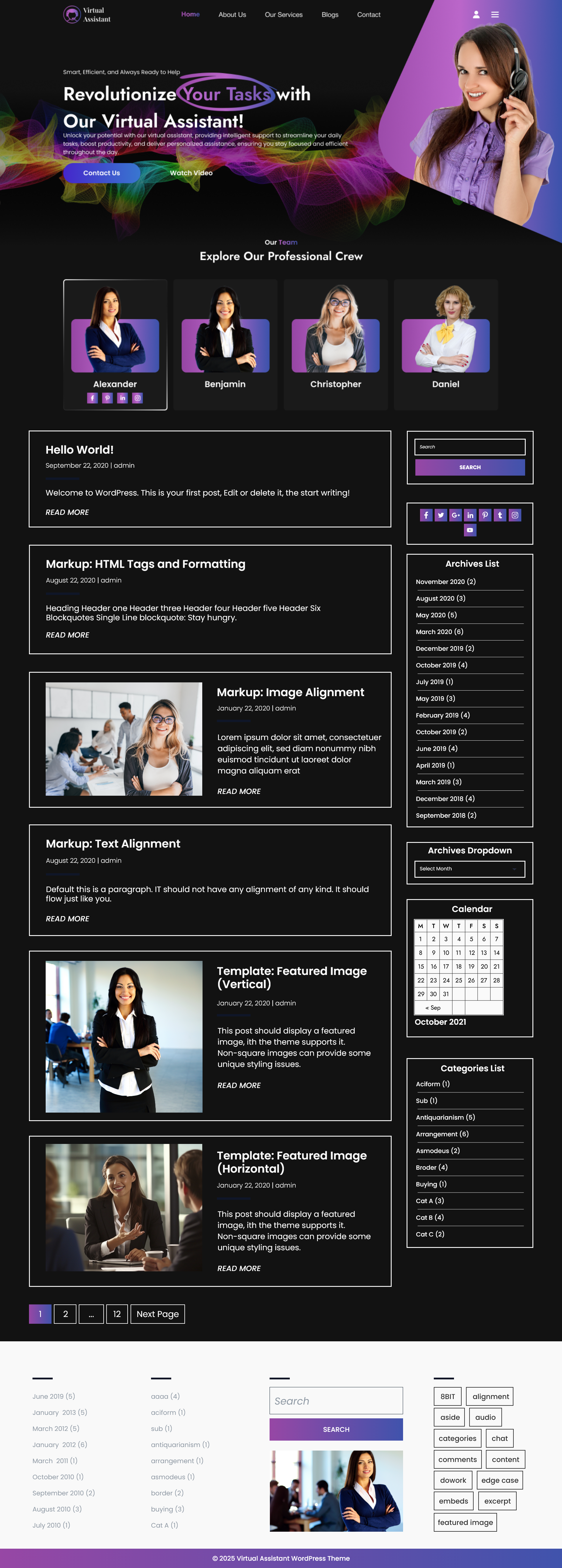 Free Virtual Assistant WordPress Theme