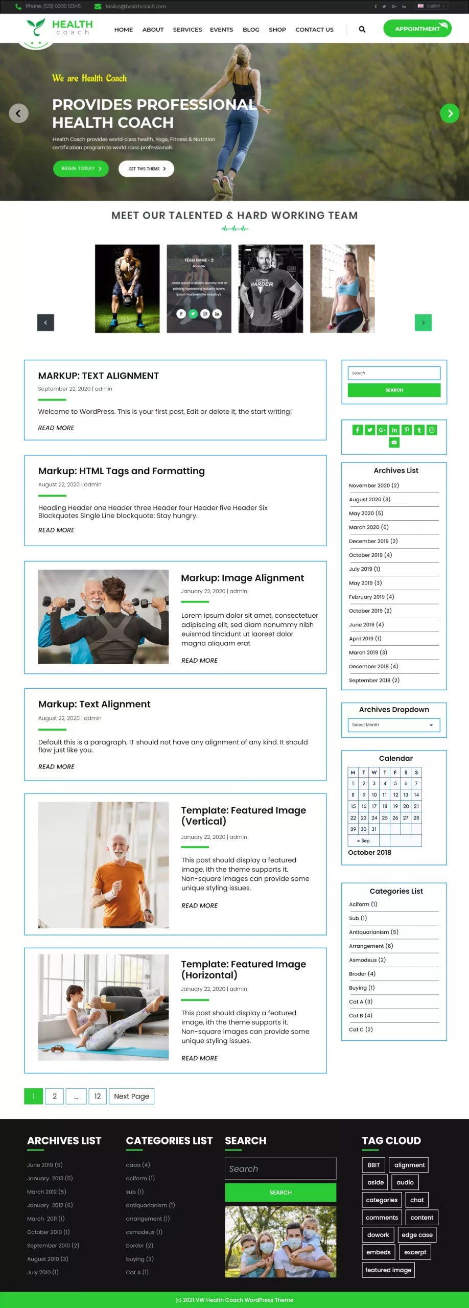 Free Wellness Coach WordPress Theme