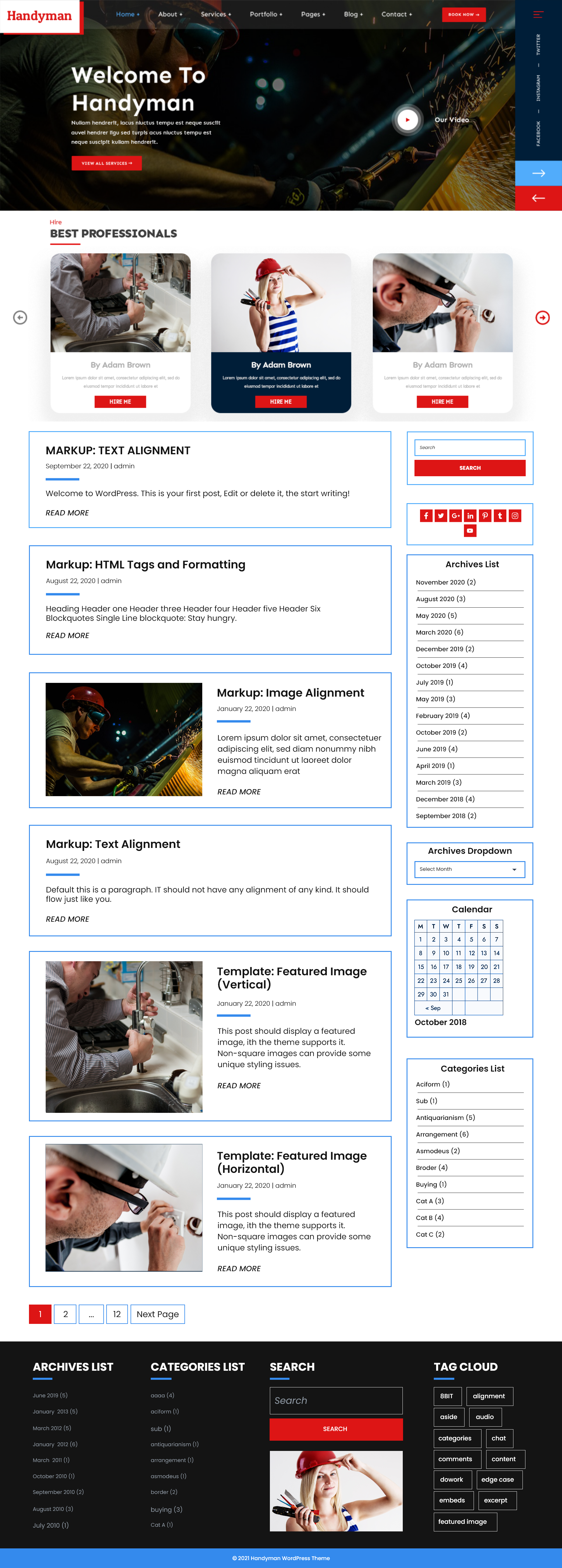 Free Handyman WordPress Theme