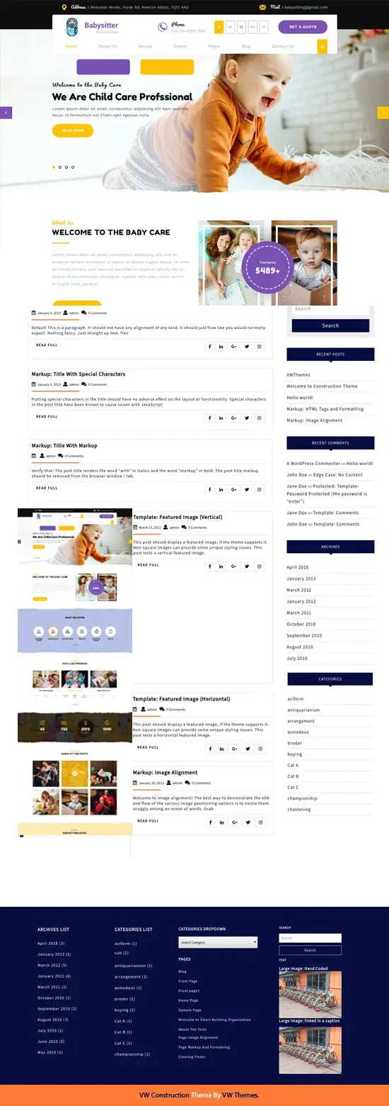 Free Babysitter WordPress Theme