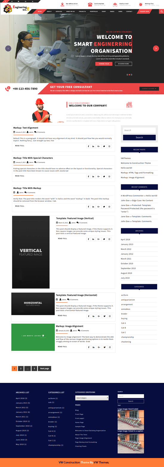 Free Engineer WordPress Theme