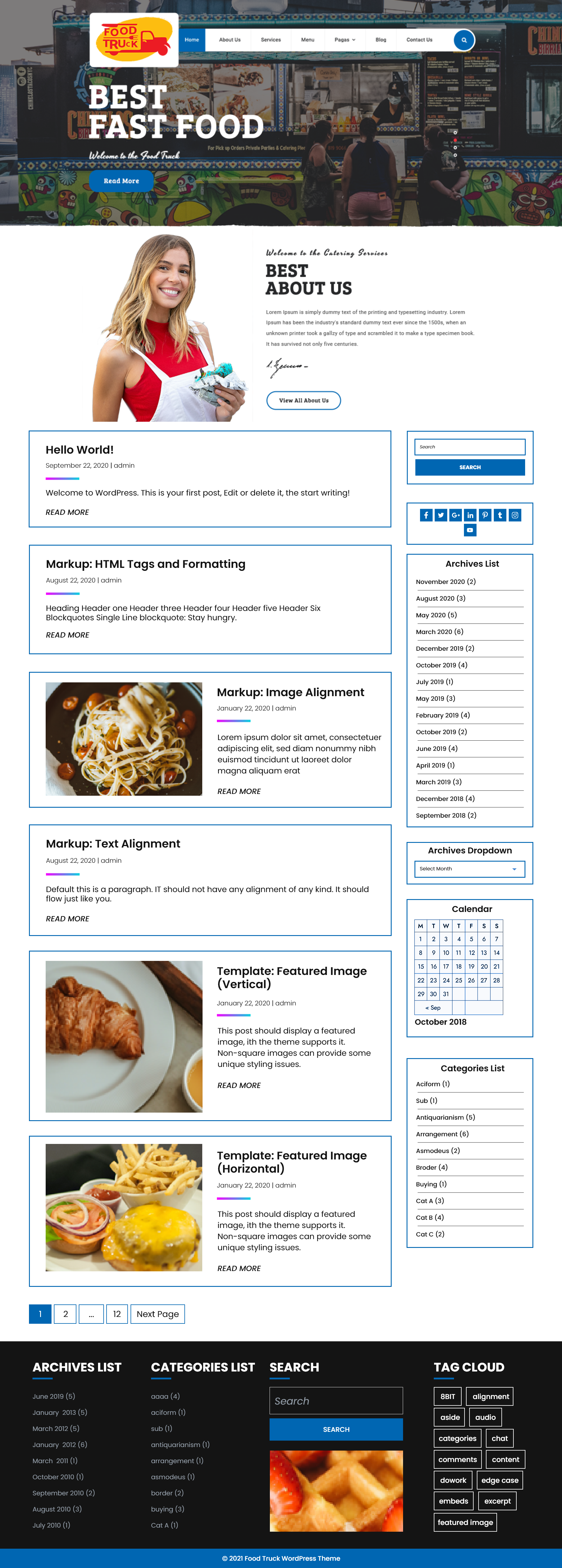 Free Food Truck WordPress Theme