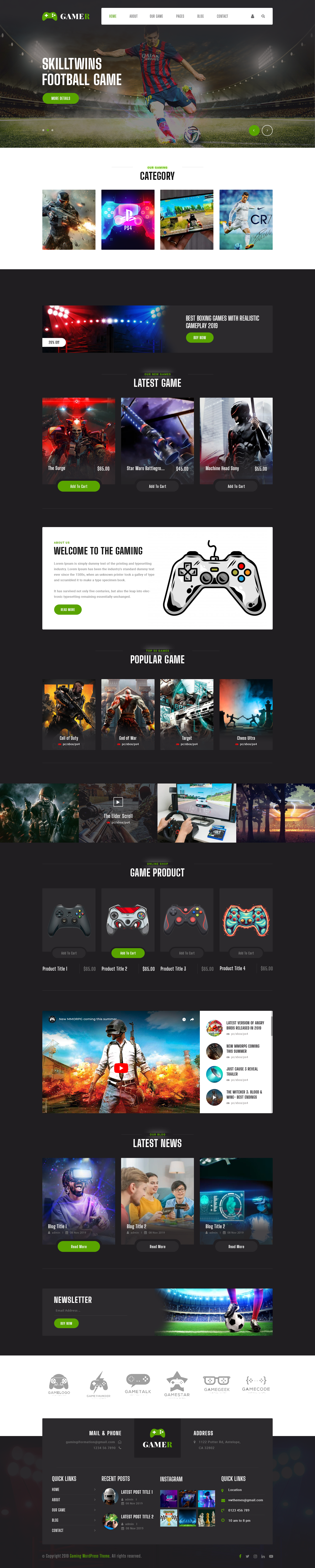 Gamer WordPress Theme