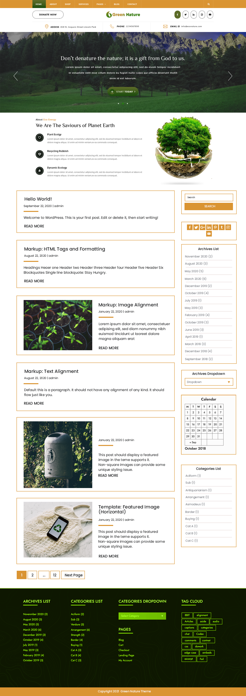 Free Green Nature WordPress Theme