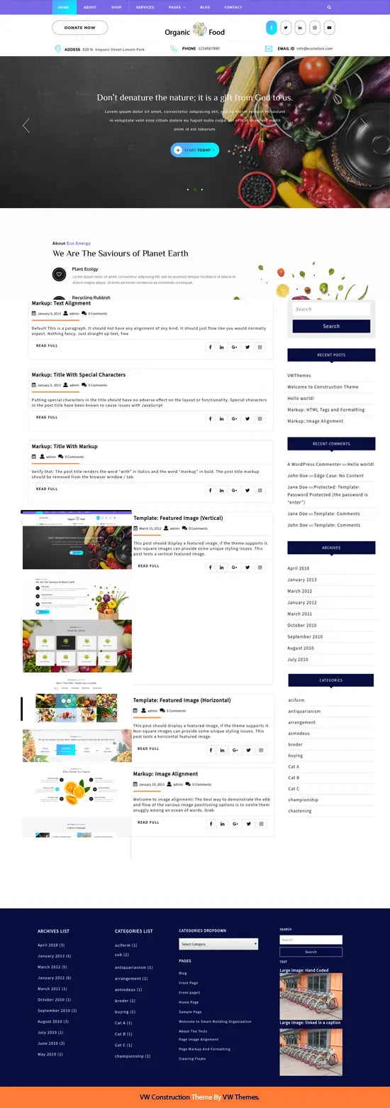 Free Organic Food WordPress Theme