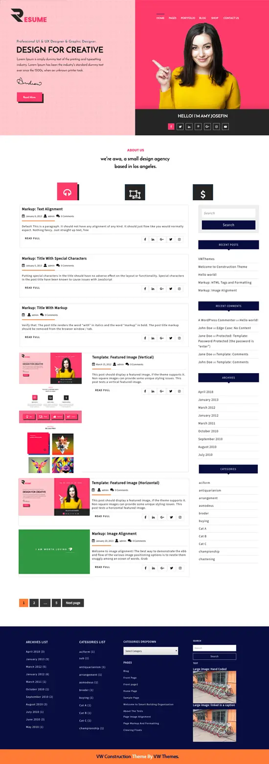 Free Resume WordPress Theme